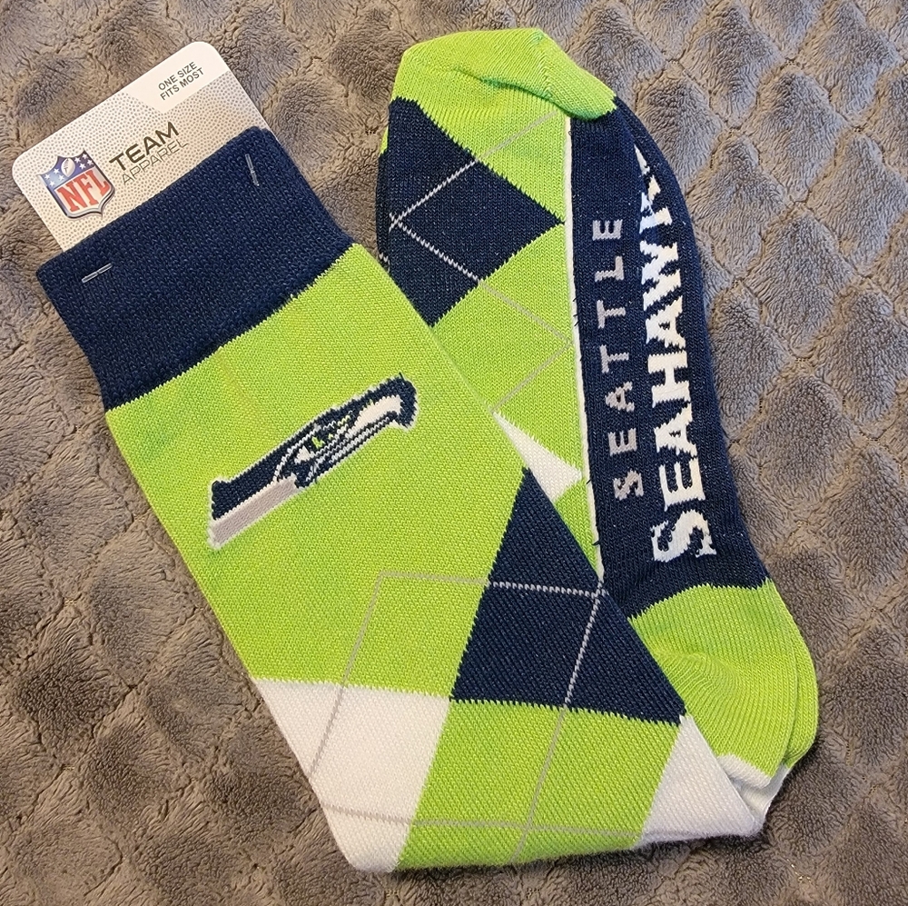 NFL Seattle Seahawks Argyle Socks - Lime Green and Navy